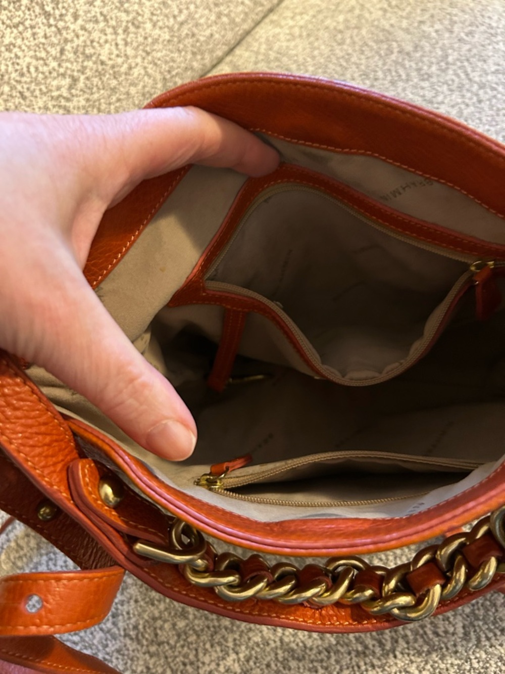 Brahmin Pebbled Leather Crossbody in Burnt Orange with Gold Hardware - Picture 7 of 15